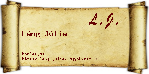 Láng Júlia névjegykártya